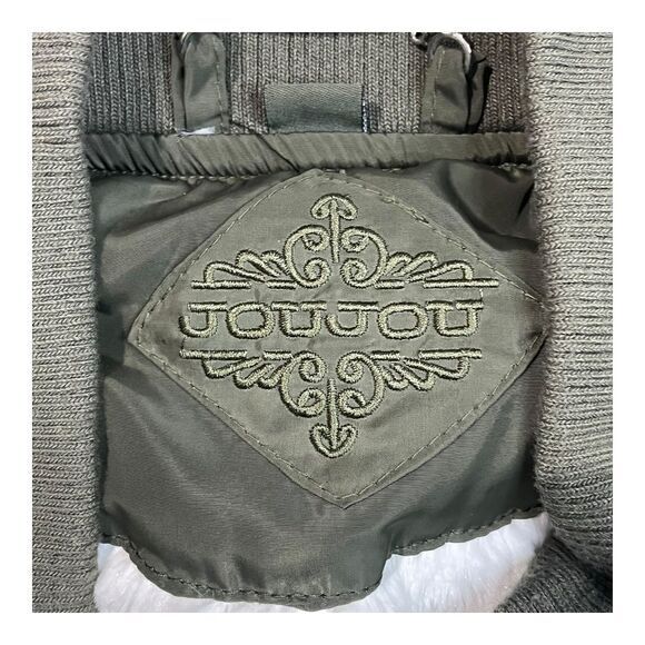 JouJou Olive Green Bomber Jacket Military Style Zip‎ Up Flight Jacket Large - Picture 8 of 12